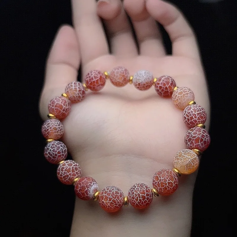 Natural Agate Scale Red Wind Blood Gallstone Gold Jade Bracelet