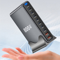 New 800W GaN Desktop Charger PD3.1 USB-C Fast Charger 10-Port Fast Charging Station Adapters for Mobile & Tablets Dropshipping