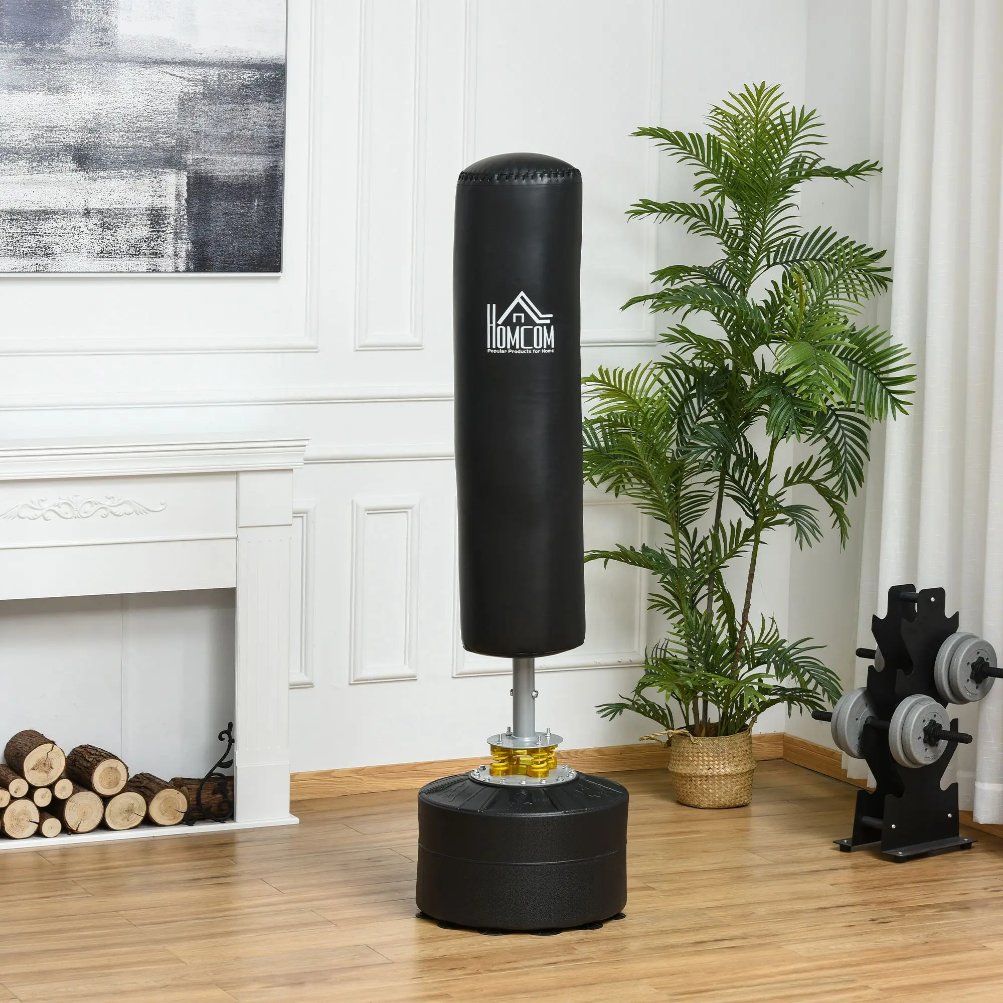 HOMCOM Saco de Boxeo de Pie para Adultos 170cm Altura Ajustable en 3 Niveles Punching Ball con Base Rellenable de Arena 45 kg o