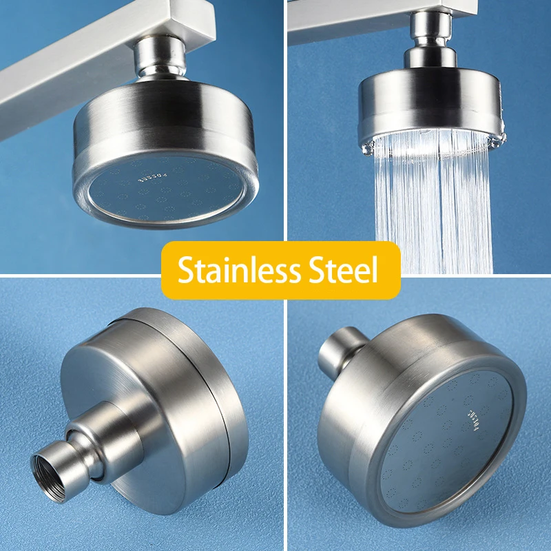 

Rainfall Shower Head Boosting Pressure High Flow Stainless Adjustable Angles Bathroom Top Sprinkler Water-saving Shower Sprayer