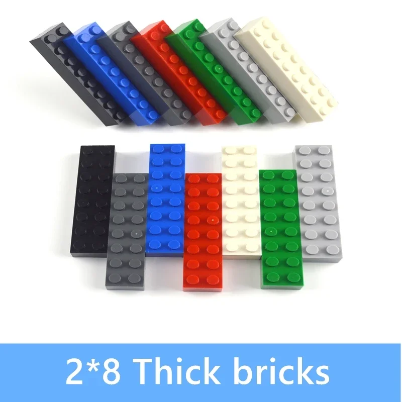 Thick bricks 25pcs 2x8 Dots Educational Creative DIY Bulk Building Blocks Set Compatible With 3007 Classic Parts 2*8 Dots