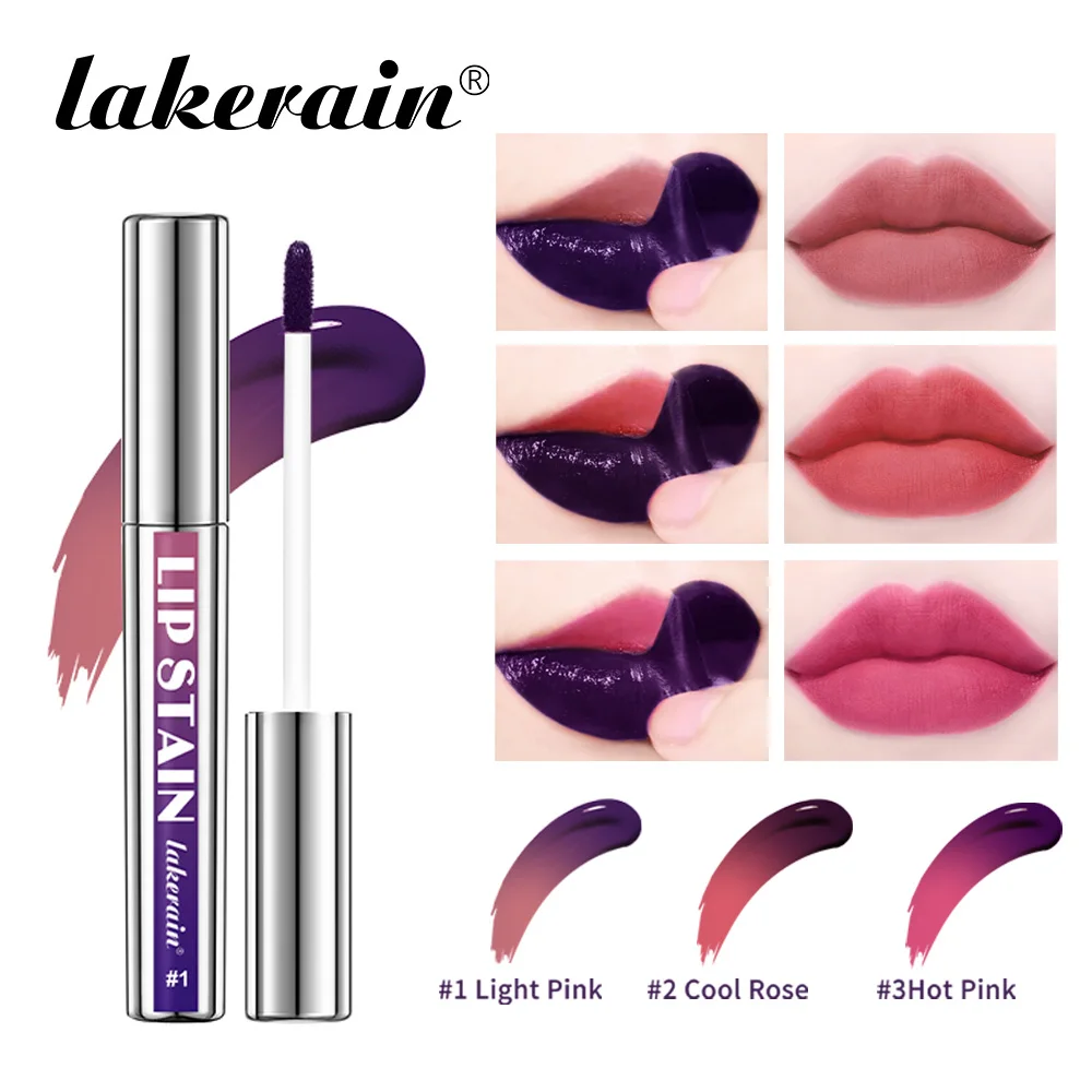 ソフトマットピールオフリップステイン明らかに長期的な防水クールローズ高色転写防止ノンスティックカップナチュラルリップステイン