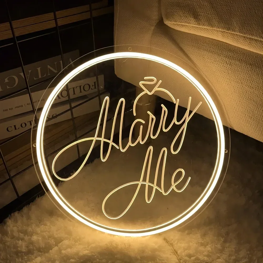 Marry Me Neon Carve Sign Personlity LED Lights For Wedding Neons Decoration Coffee Shop Bar Decor Gifts To Friend Support Custom