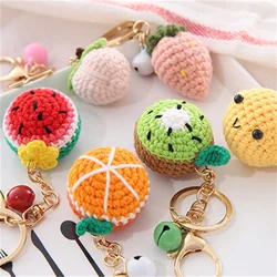 Wool Ball Keychain Knitting Lemon Donut Doll Car Key Holder Creative Crocheted Cartoon Fruit Pendant Handbag Decoration Gifts