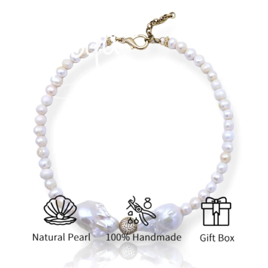 

MYSOYA 8-9 мм и 14-16 мм ожерелье из натурального пресноводного жемчуга в стиле барокко для женщин и мужчин с подарочной коробкой подарок на день рождения, свадьбу, годовщину