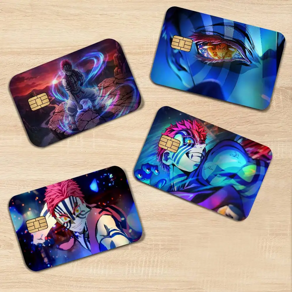 Demon Slayer Infinity Castle AkazaS Fashion Laser Effect Bank Card Stickers Removable Aesthetic Card Decor