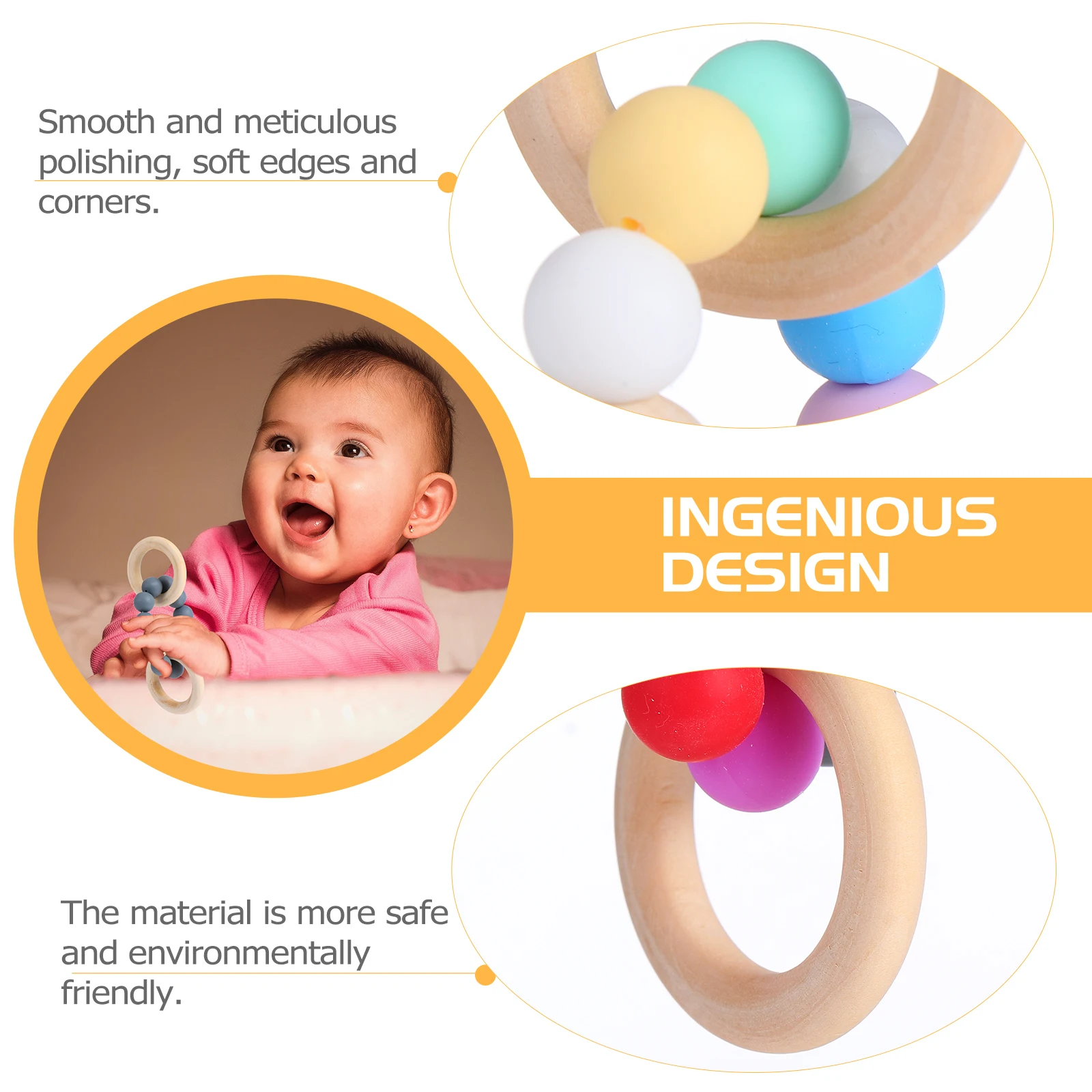 

3pcs Baby Chewing Silicone Teether Kids Bracelet Toddler Smooth Edges Safe Friendly Lightweight Grasp Gums Teeth