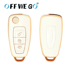 3 Buttons Car Key Holder Soft TPU Key Case Cover for Ford Ranger C-Max S-Max Focus Galaxy Mondeo Transit Tourneo Custom Keychain