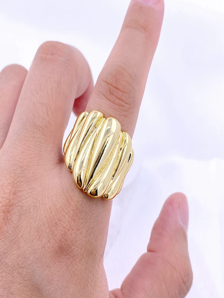 Модное позолоченное Латунное нестандартное женское кольцо для повседневной носки