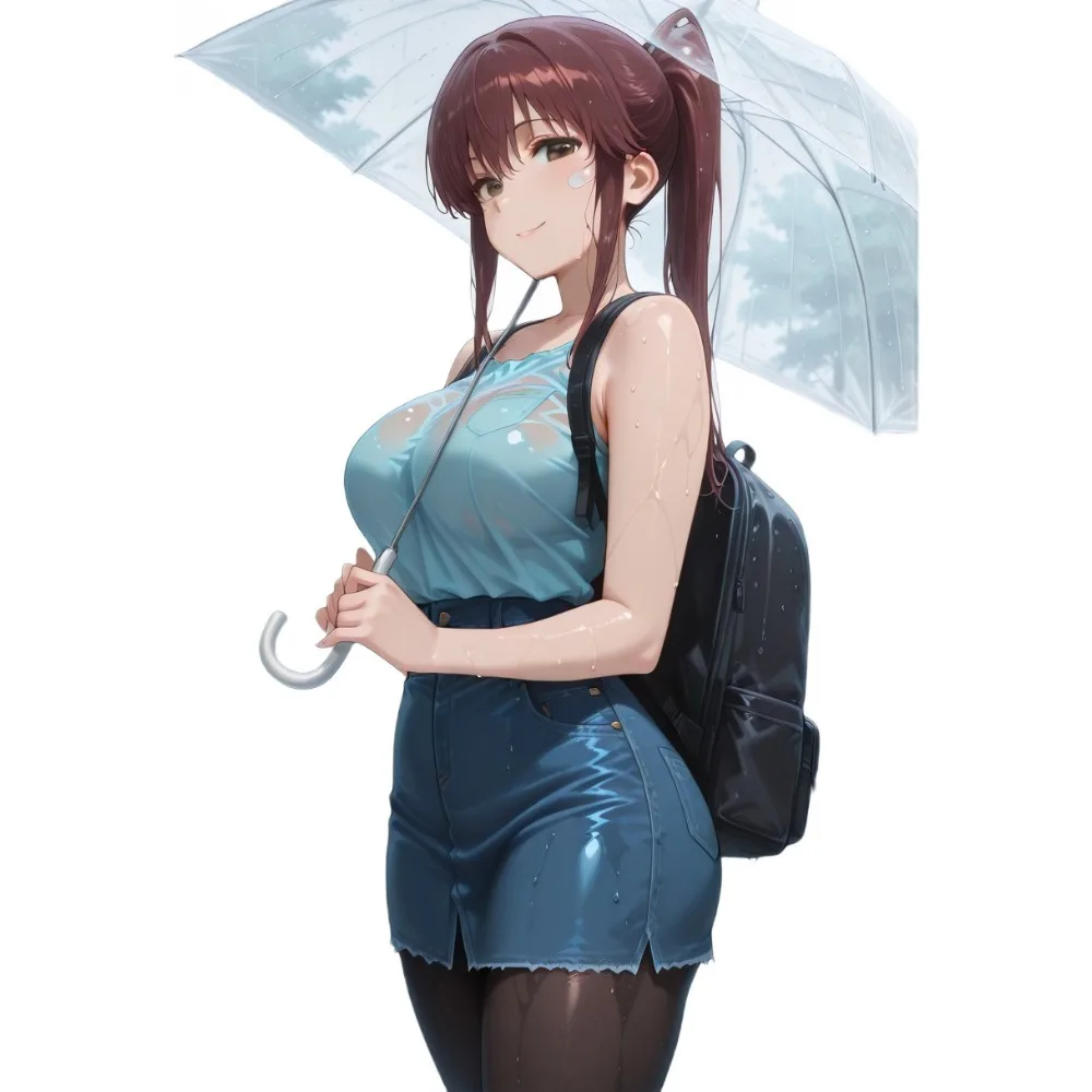 2D Flat Umbrella Anime Girl Vinyl Sticker, Waterproof Decal for Car Laptop Water Bottle Decor, Holiday Gift