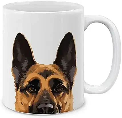 Black Brown German Shepherd Ceramic Coffee Mug Tea Cup, 320ML White Coffee Cup Holiday Gift