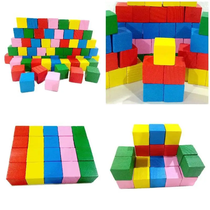 2cm Children Kids Wooden Building Blocks Square Math Teaching Tool Toy Colorful