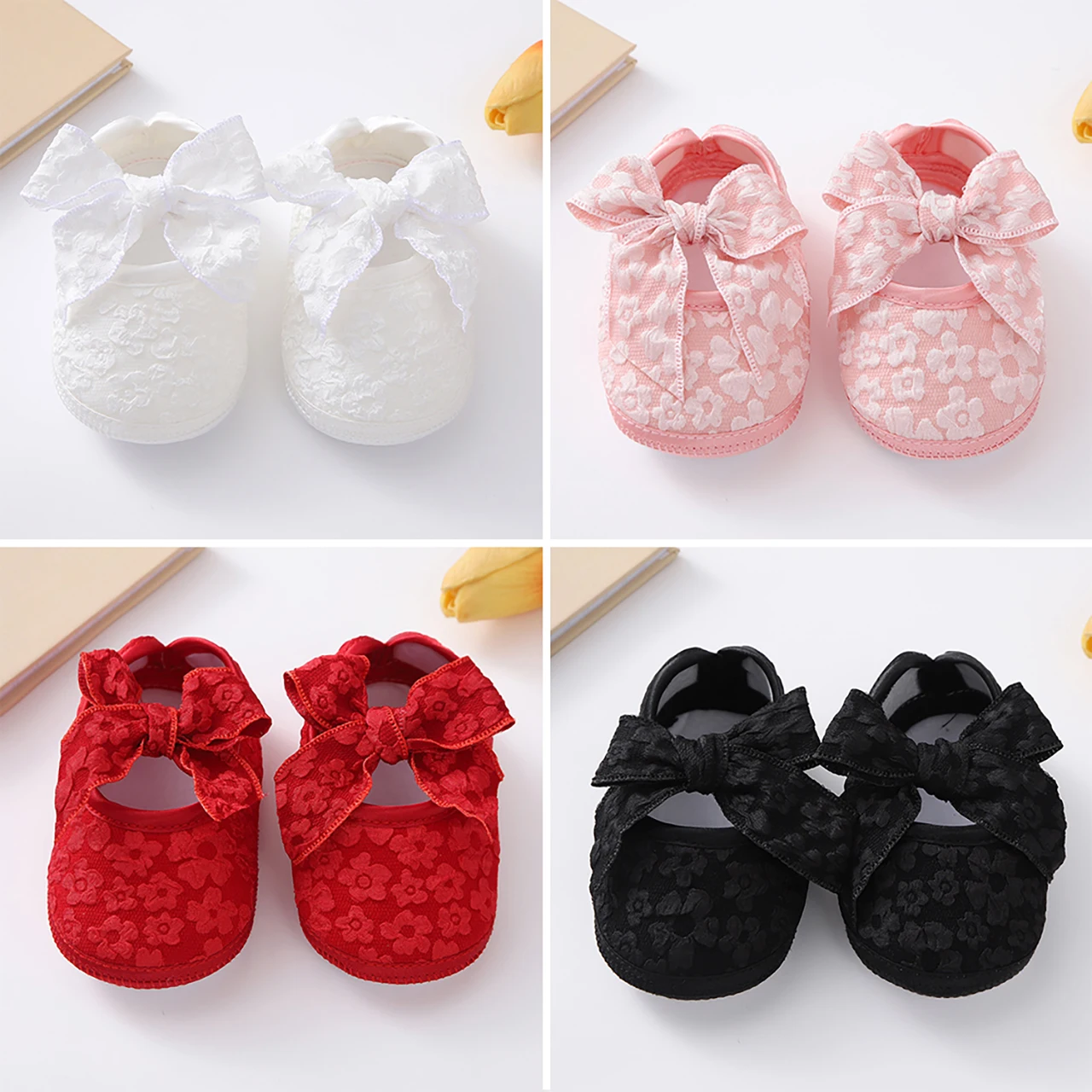 

Princess Girl Flower Bow Shoes Soft Soled Cotton Fabric Newborn First Walkers Spring Summer Kids Footwear 0-1Year Infant Shoe