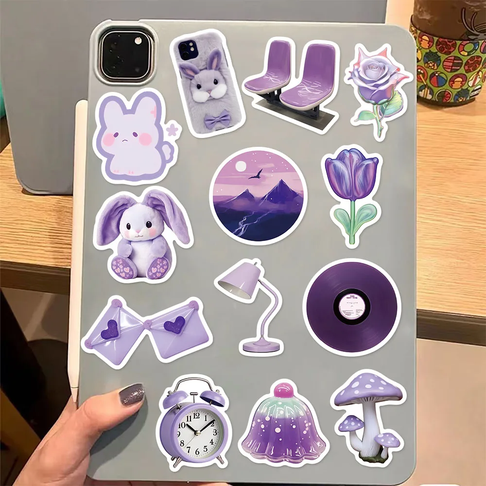 50 Uds. Pegatinas simples y divertidas de estilo Ins púrpura, fundas para teléfono, tazas para ordenador portátil, altavoces, pegatinas impermeables