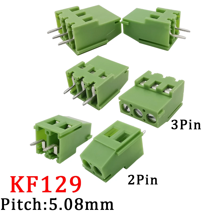 

KF129 5.08mm Spliceable Screw Terminals Connector 5.08mm Pitch 2/3 Pin Straight Needle PCB Screw Terminal Block Connectors Green