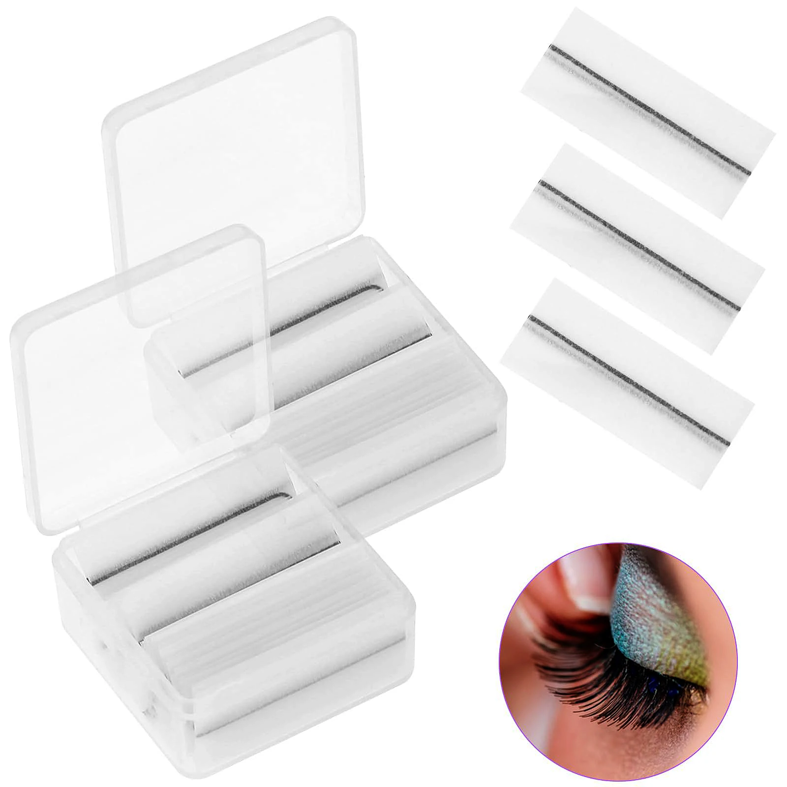 80PCS Eyelash Adhesive Strips, Self Adhesive Eyelash Strips Glue Tape for Fluffy  Strong, Natural Look, Long Lasting