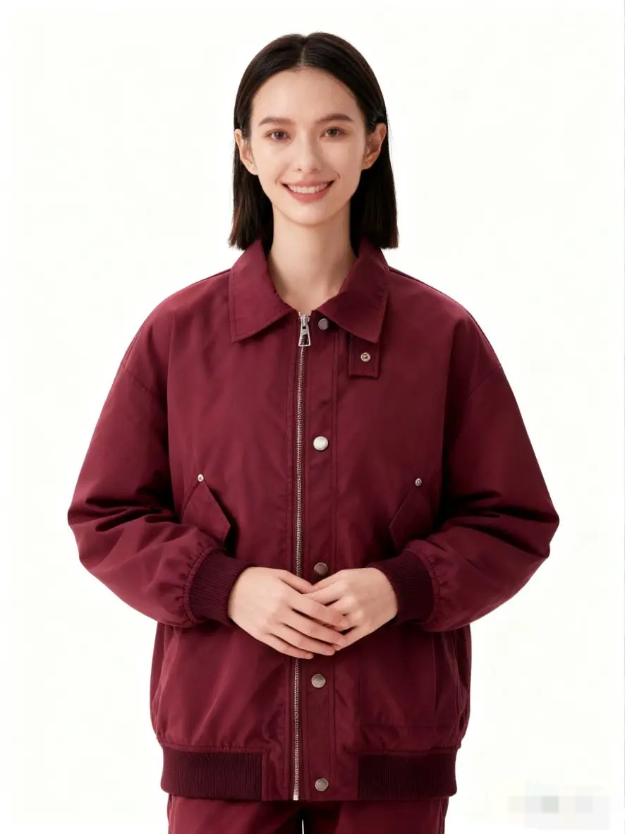 سترات بومبر سترة نسائية داخل جيوب خريفي شبكي بألواح حزام خصر احترافي حديث OL Cleanfit بسيط غير رسمي #6