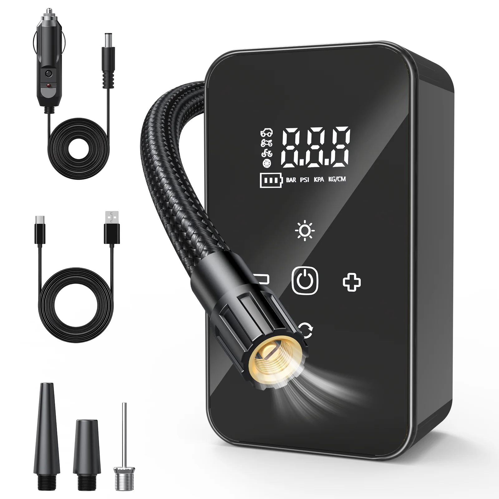 Cordless Car Air Pump 140 PSI Cordless Bike Pump Electric Bike Tire Pump for Car Motorcycle Bicycle Balls and More