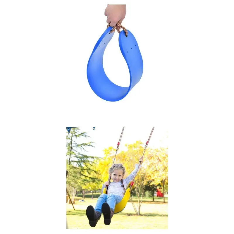 Conjunto de balanço de diversão ao ar livre para crianças, 1 peça, anel de ginástica, corda, placa macia, corrente de plástico, design estilo skate, jogo ativo infantil