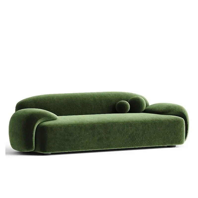 

Italian minimalist elephant ears straight row sofa designer small apartment living room beauty salon reception lamb wool sofa