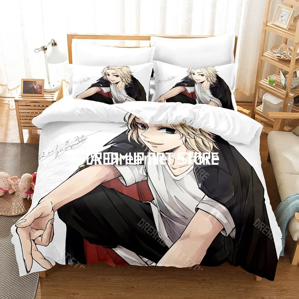 3D Printed Tokyo Revengers Anime Bedding Set for Boys Girls Duvet Cover Pillowcase Twin Queen King Full Single Double Sizes