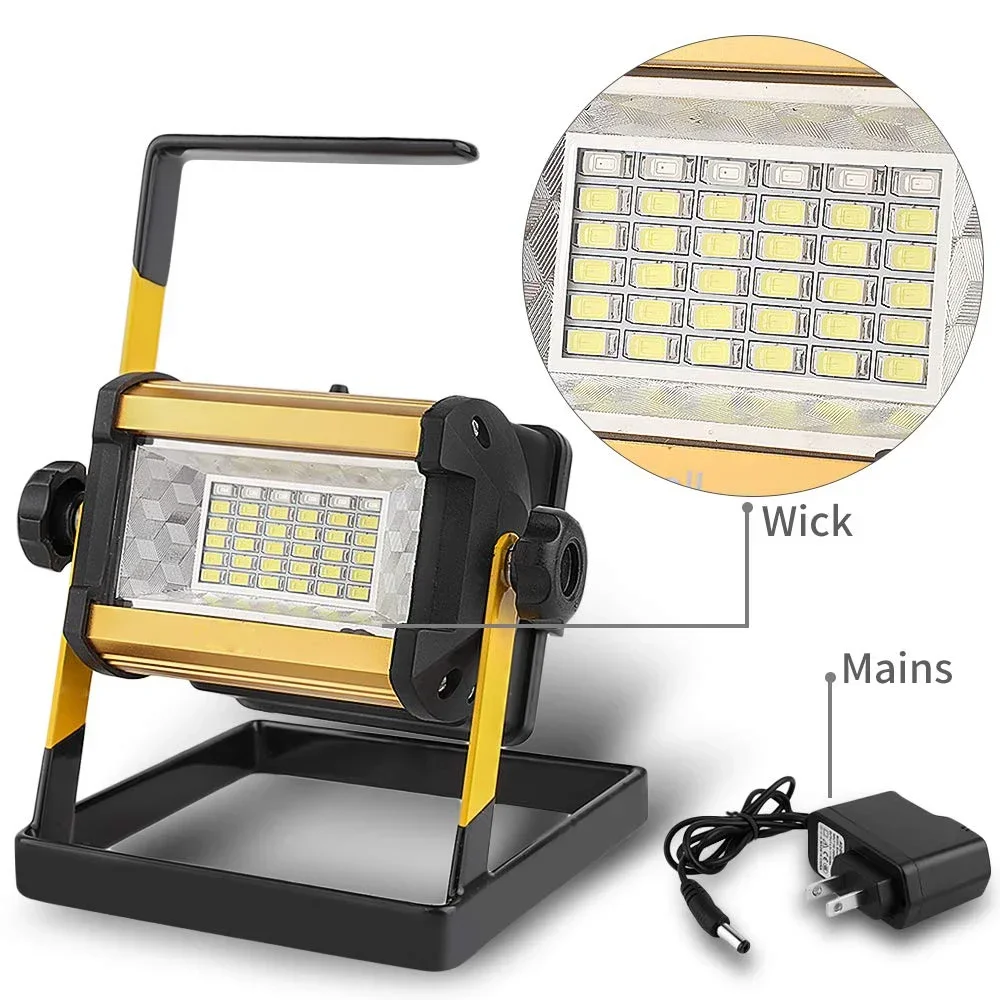 Lightingview 50W Flood Light Outdoor Portable LED Reflector Spotlight Rechargeable Projector Floodlight Construction Lamp