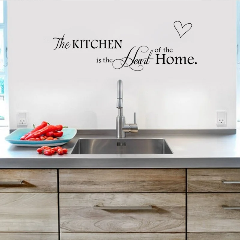 English Letters Kitchen Love Vinyl Wall Sticker on The Wall Decals Art Words Kitchen Background Decoration Stickers Home Decor