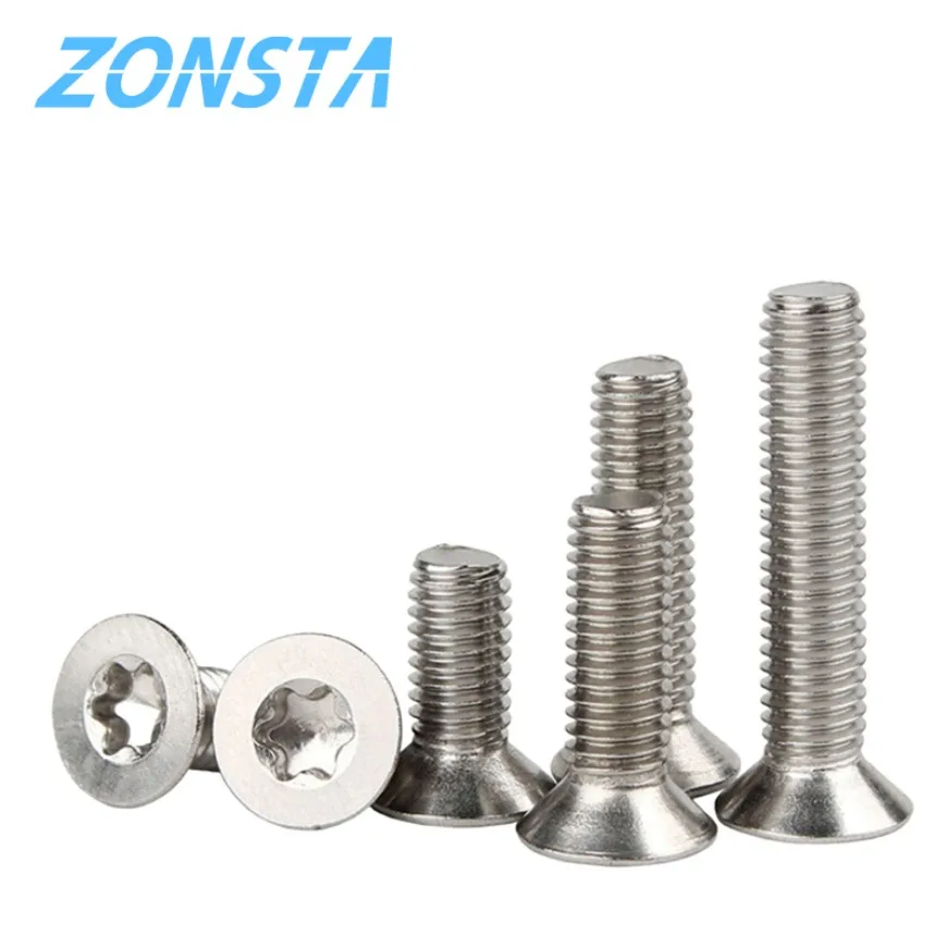 5/10/50pcs Six-Lobe Torx Flat Countersunk Head Screw M1.4 M1.6 M2 M2.5 M3 M4 M5 M6 M8 304 Stainless Steel GB2673 Six Lobe Bolt