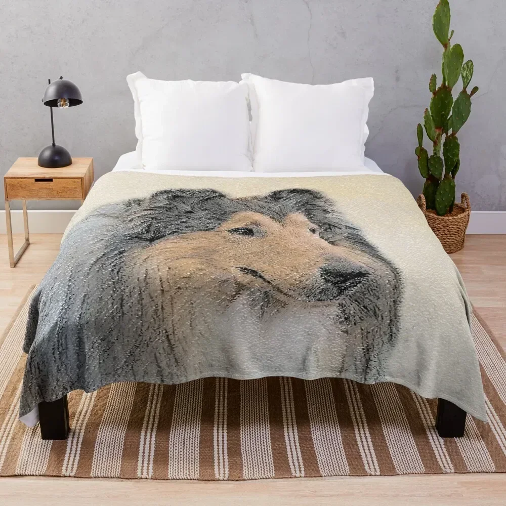 Collie (Rough) Throw Blanket bed plaid Plaid Blankets