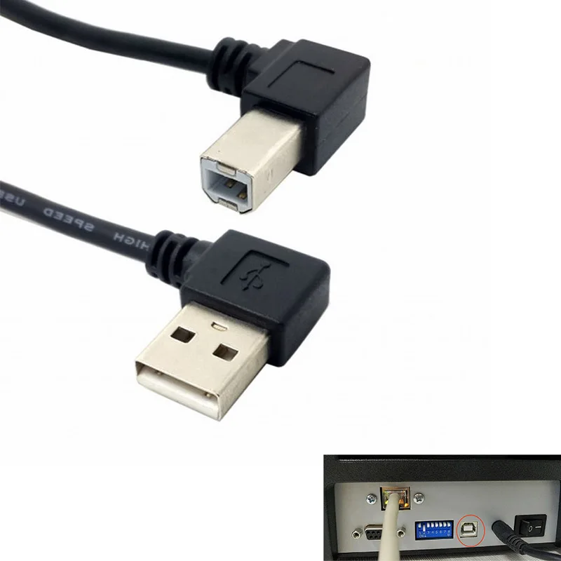 USB 2.0 A Male to B Male Printer Scanner Cable with Right Angle Connector 1.0m