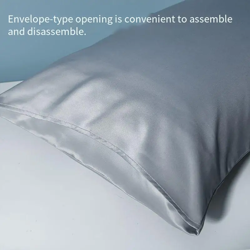 48cmx74cm Pillow Case Ice Silk Rayon Satin Universal Comfortable Skin-friendly Household Dormitory Dust-proof Pillowcover Simple