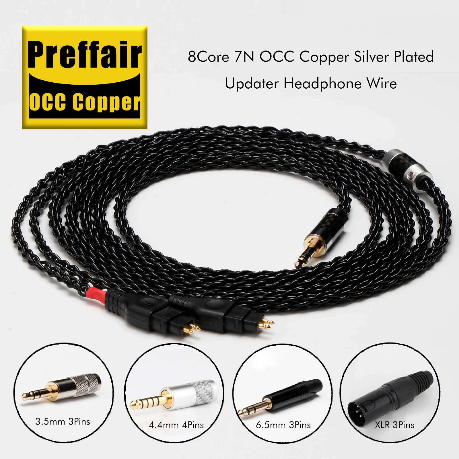 Preffair HiFi  E516 7N OCC Copper  Single  Silver Plated Headphone Upgrade Cable For HD660S, HD650 and HD600 Headphones Cables