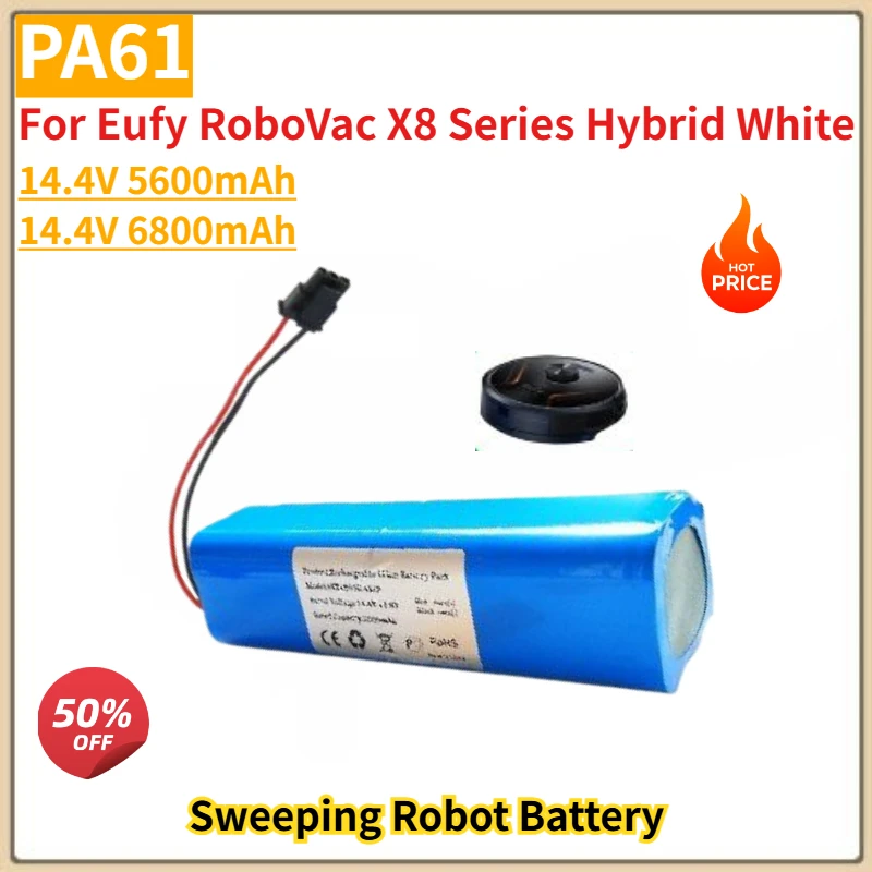 

Высококачественная сменная батарея PA61 14.4V 6800mAh для робота-пылесоса Eufy RoboVac X8 Series Hybrid White, абсолютно новая
