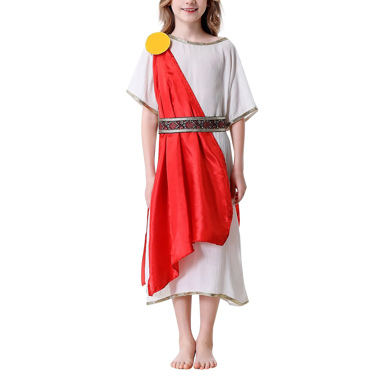 Kids Child Ancient Greek Goddess Mythology God Zeus Costume Girls Roman Grecian Toga Dress Cosplay Halloween Purim