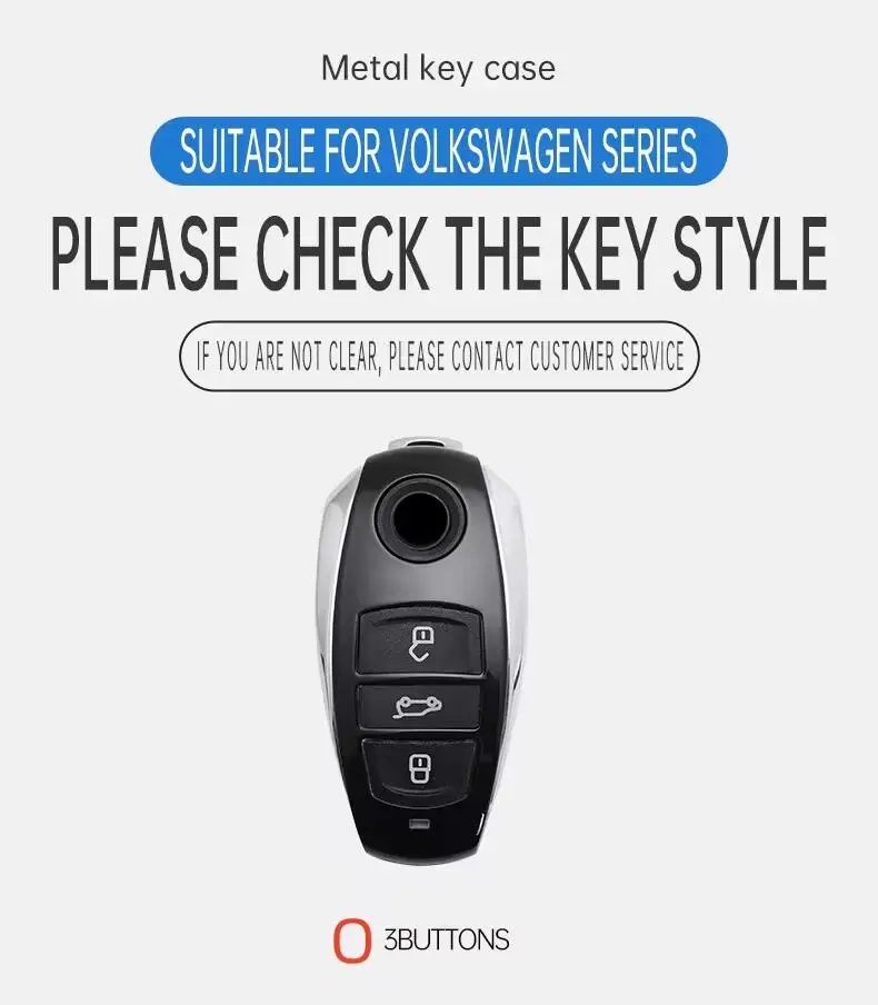 Zinc Alloy Car Remote Key Case Cover Holder Shell for VW Volkswagen Touareg 2011 2012 2013 2014 2015 2016 2017 2018 Accessories