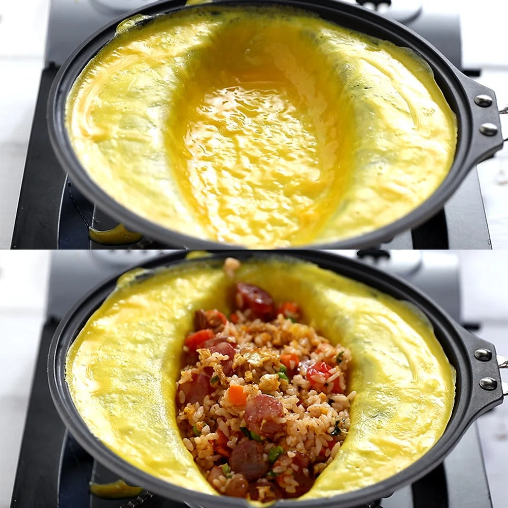 

Aluminum Alloy Omurice Frying Pan Nonstick for Gas Stove with Heat Resistant Handle for Easy Breakfast Cooking