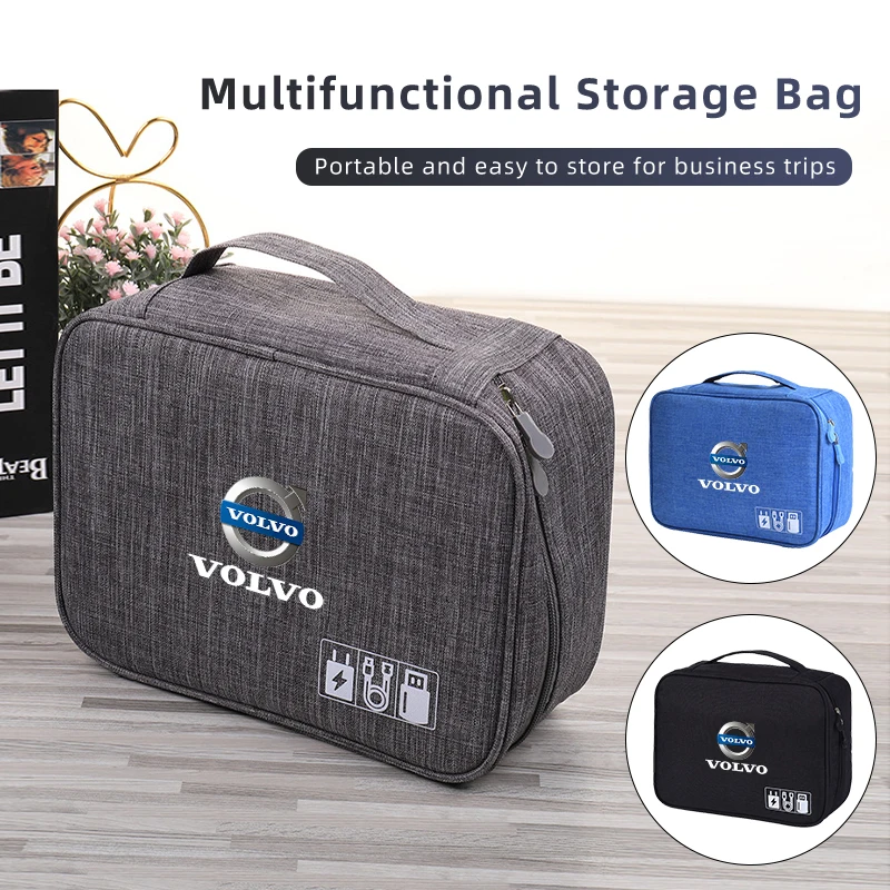 Digital Storage Bag Travel Cable Organizer For Volvo AWD C30 C70 S60 S80 S90 T6 V40 V50 V60 V70 V90 XC40 XC60 XC70 XC90