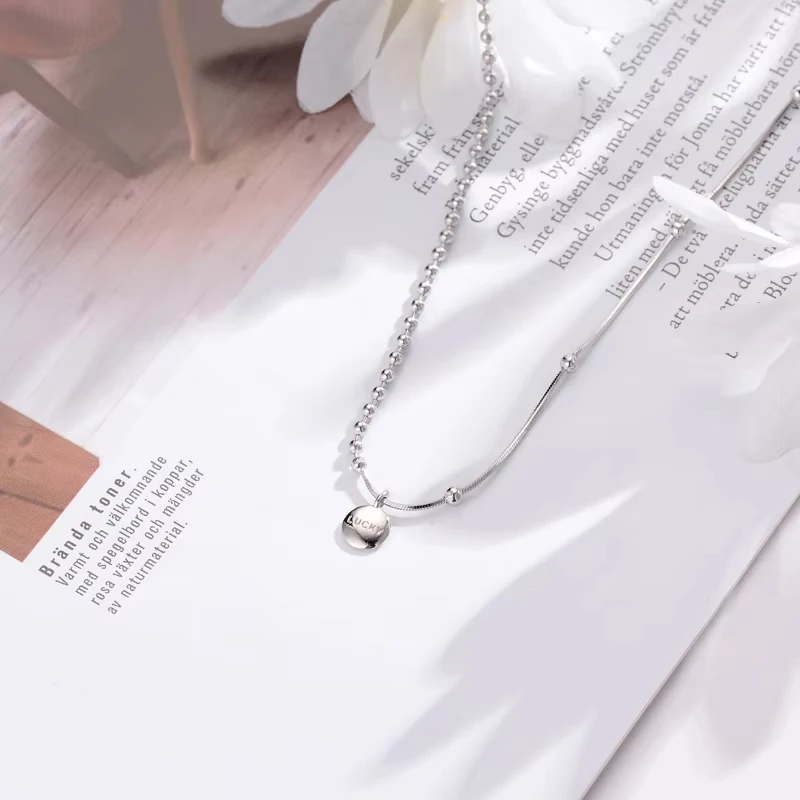 925 فضة المختنق طوق القلائد القصيرة جولة المختنق سلسلة الترقوة محظوظ قلادة المرأة غرامة مجوهرات اكسسوارات