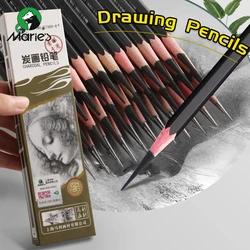 12pcs Marie's Charcoal Pencils,Extra Soft/Soft/Medium Art Graphite Pencils Set for Drawing,Sketching,Shading,forArtists,Adults