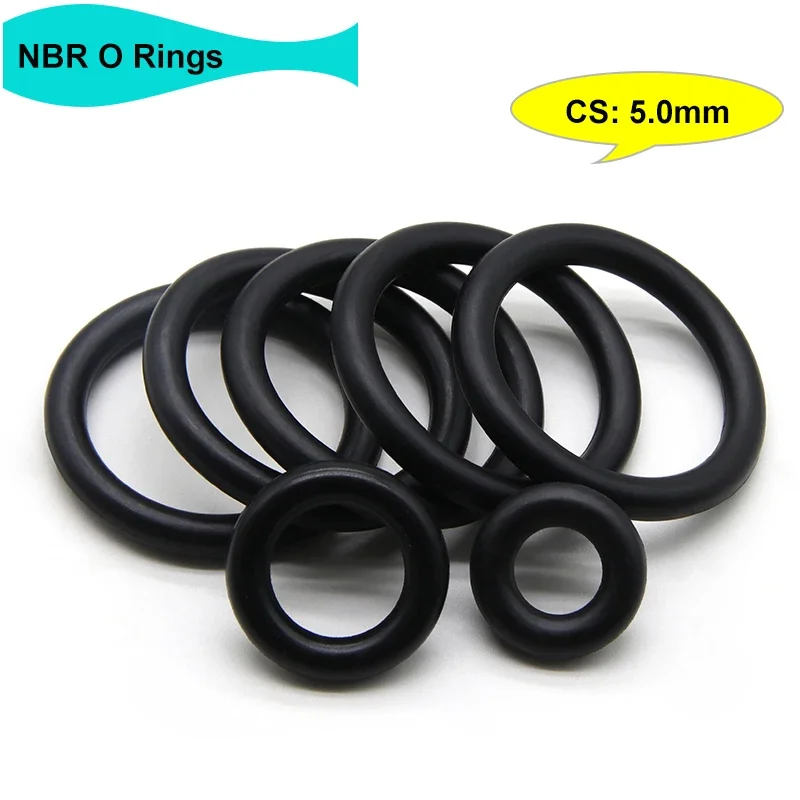 

10Pcs Black NBR O Ring Gasket Thickness CS 5mm OD 15~170mm Nitrile Rubber Round O Type Corrosion Oil Resist Sealing Washer