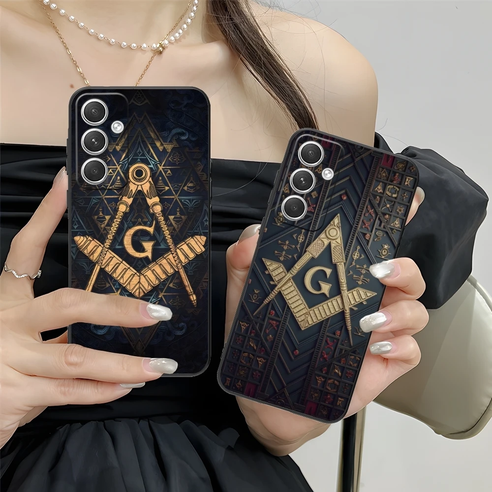 Freemason Painting Color Mobile Cell Phone Case for Samsung M55 35 15 54 34 14 33 23 13 42 32 22 F55 23 12 5G Black Cover Shell