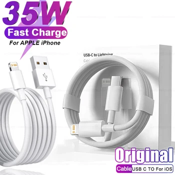 애플 아이폰용 정품 PD 35W USB C 케이블, 15, 14, 13, 12, 11 프로 맥스, 7, 8 플러스, XS, XR 고속 충전 C TO C 충전기, 데이터 액세서리