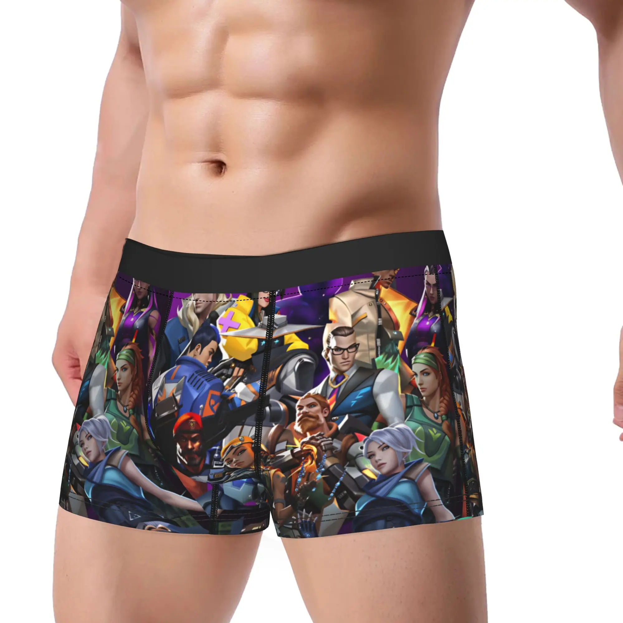 Valorant Anime Gaming Underwear  Men Boxer Brief Elastic Boxershorts Trenky Print Oversize Underpants