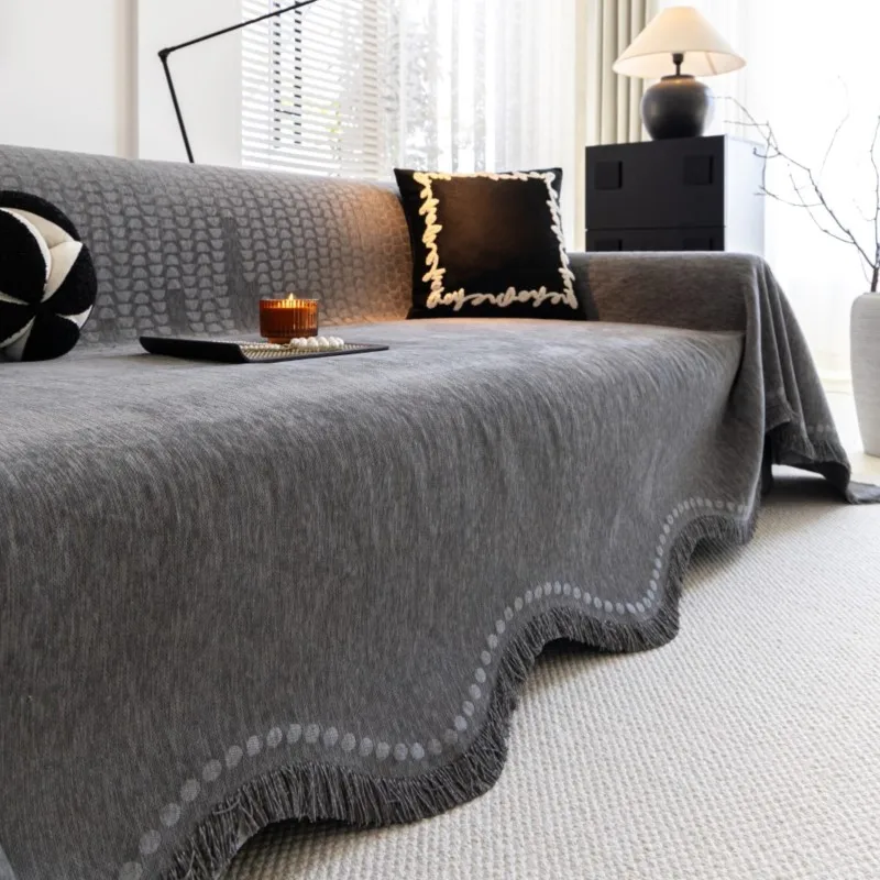 

2025 All-Season Universal Minimalist Modern Anti-Cat Scratch Non-Slip Washable Couch Cover Soft Mats Chenille Sofa Throw Cover