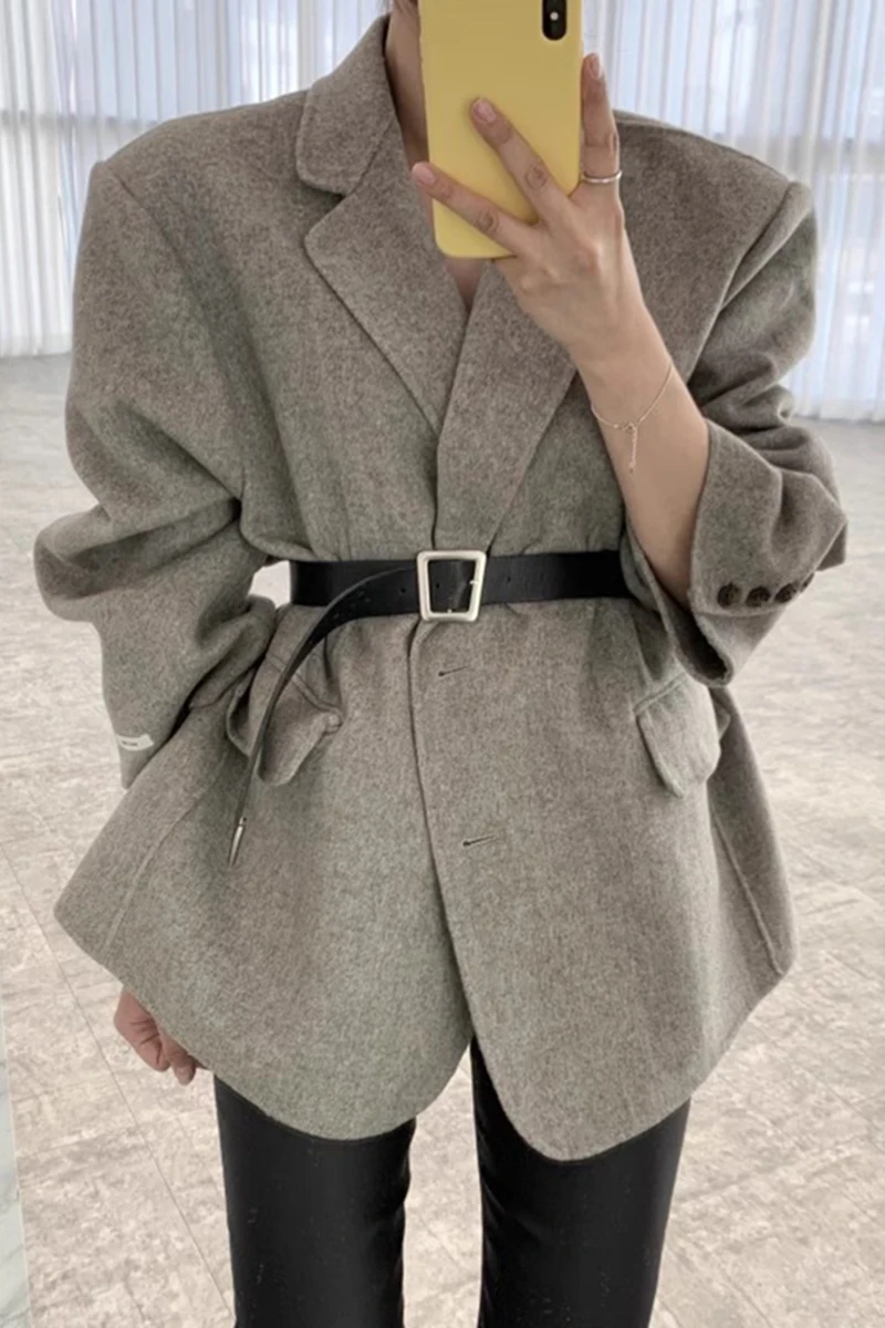 Neploe Chic Autumn Niche Suit Collar Fake Pocket Jacket Loose Casual Solid Color Coat Fashion Single Breasted Female Jackets