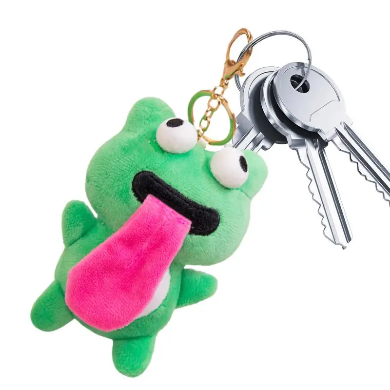 Magnetic Plush Toys Frog Tongue Funny Keychain Plush Dolls School Bag Charm Cute Accessories Home Decor For Boys Girls Kids