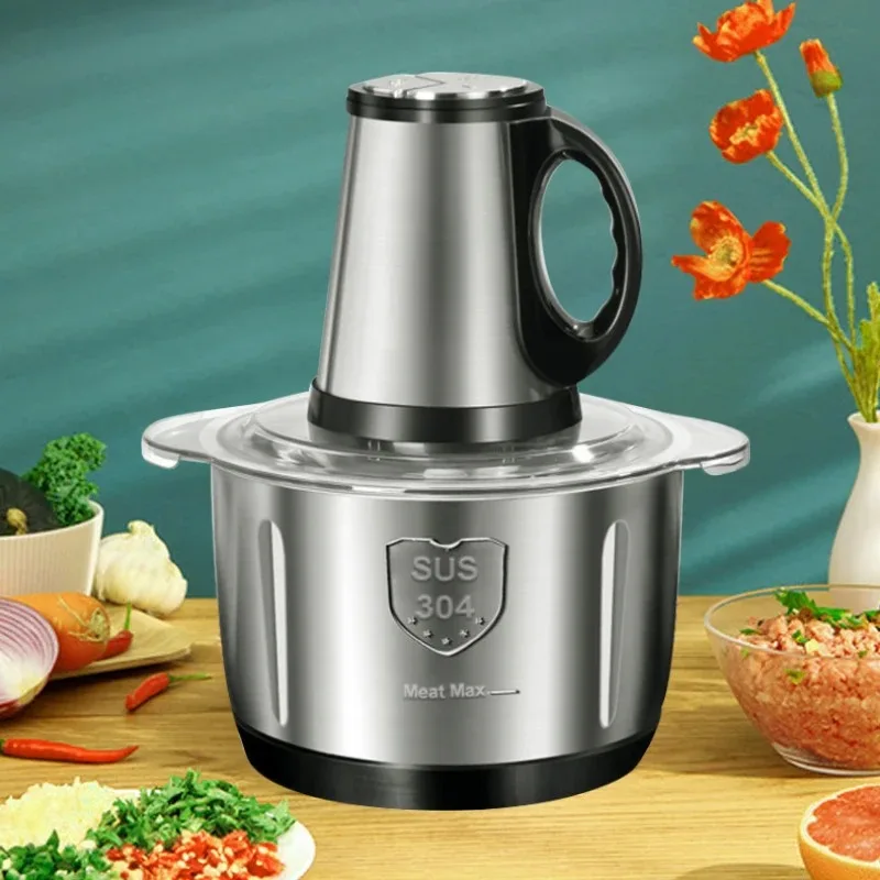 304 الفولاذ المقاوم للصدأ مفرمة اللحم 5L مفرمة اللحم الكهربائية المنزلية سعة كبيرة آلة فرم المطبخ المروحية منتج أغذية