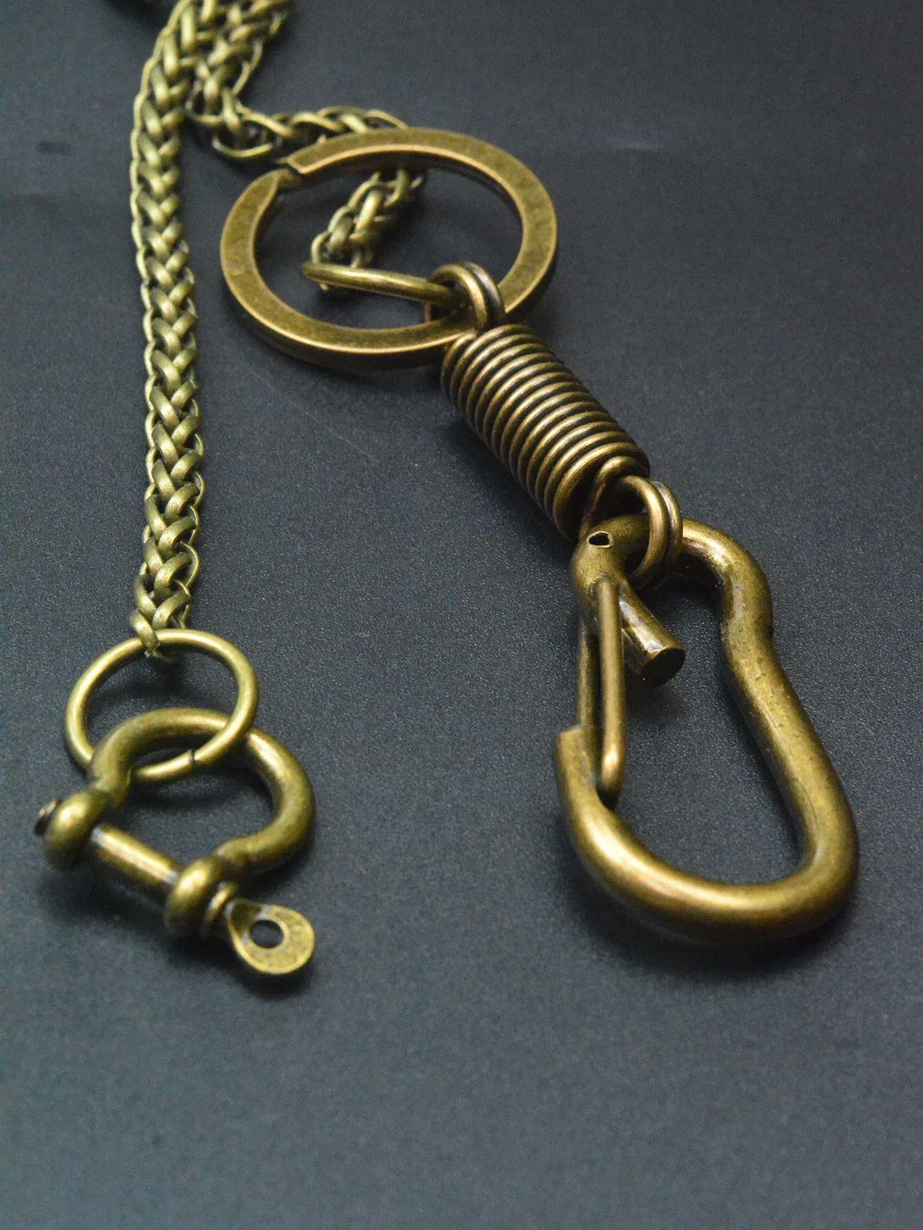 Gothic Hip pop Bronze pants Trousers Jeans Wallet Chain Keychain Metal Spring Carabiner Buckle Clips Belt Chain Shackle EDC