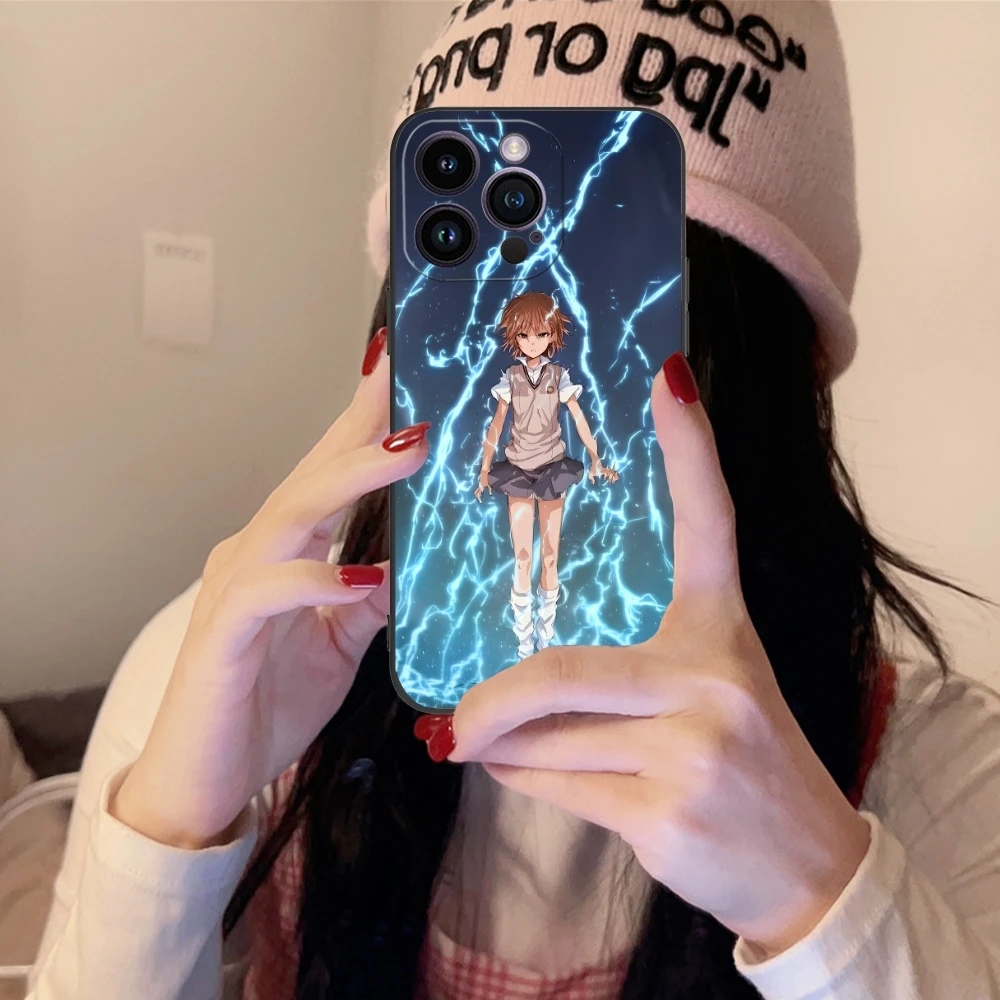 Anime Misaka Mikoto Mobile Phone Case for iPhone 15 14 13 12 11 X XR XS 8 7 Pro Max Plus Mini Black Soft Phone Cover Shell