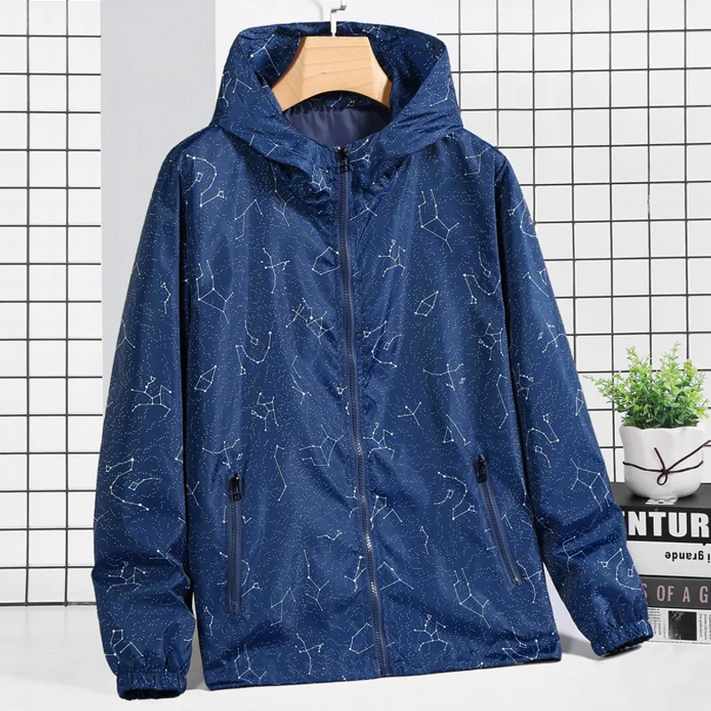 

Autumn Hooded Jacket Men's 2023 Plus Size M-7XL Korean Casual Man Coat Streetwear Zipper Windbreaker Mens Clothing